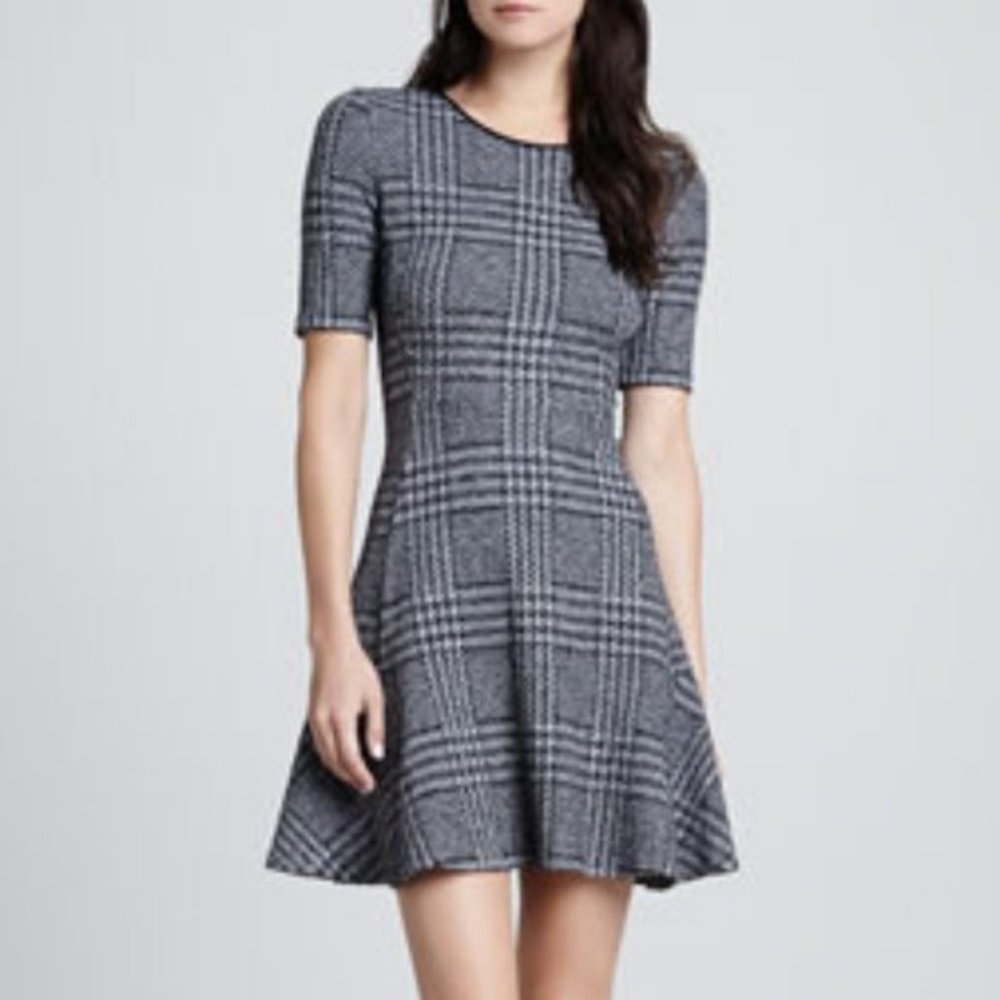 Theory "Nikay" houndstooth woven dress